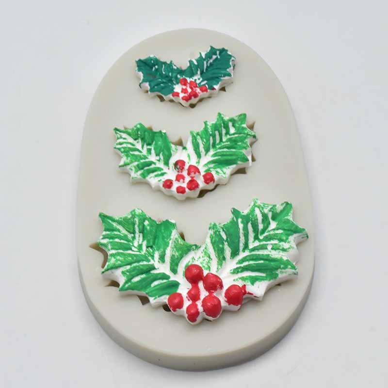Khuôn silicone làm xà phòng hình lá cây giáng sinh DIY