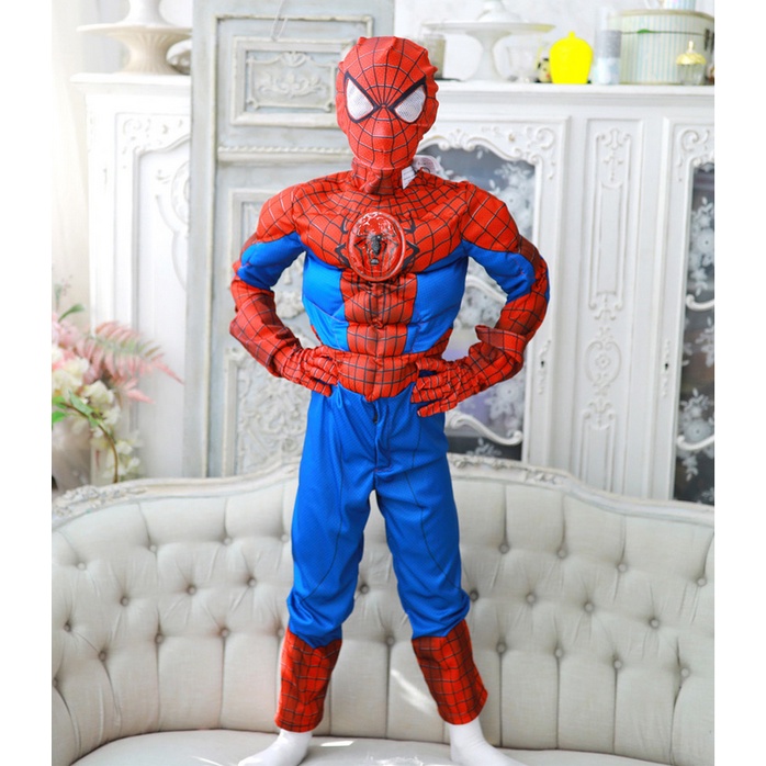 Trang phục hóa trang Người Nhện (Spider Man) kèm mặt nạ + bao tay cho bé + có đèn