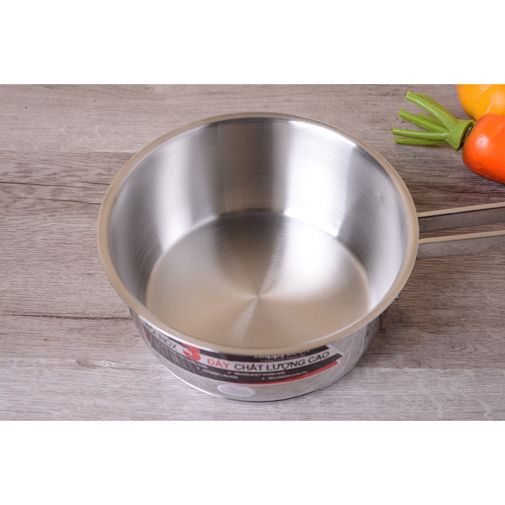 Quánh khấy bột inox 3 đáy Happycook Milan Plus Q12-MLP size 16cm dùng được bếp ga, bếp hồng ngoại, bếp từ