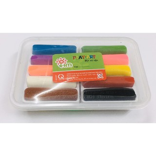 Đất năn – Bột nặn Play-Art – An toàn cho bé – Hộp 200g 10 màu (gồm 1 dao cắt+ 5 khuôn)