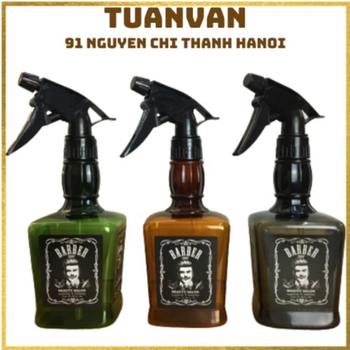 Bình xịt phun sương (Vuông 600ml dáng chai rượu cổ điển) cho barber shop, tiệm tóc, salon