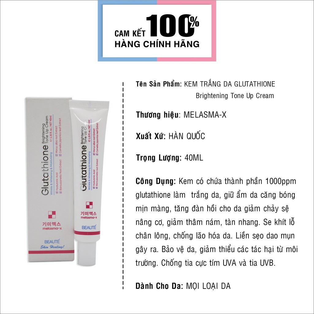 Kem Dưỡng Trắng Da Melasma-X Glutathione Brightening Tone Up 40ml  ( Hàn Quốc Chính Hãng ) GentsOfficialStore