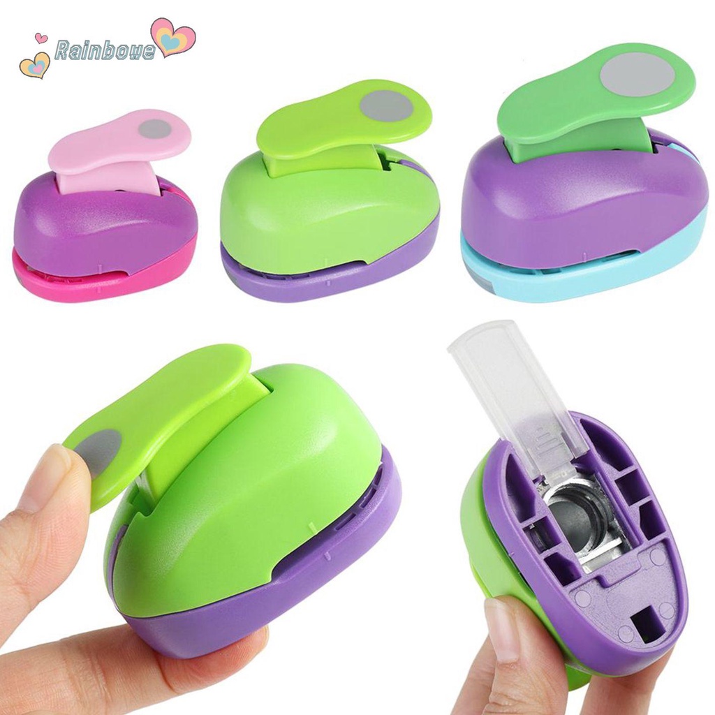 RAINBOW Cute Round Hole Punch Convenient Cards Making Paper Shaper Cutter Scrapbooking DIY Gifts Handmade Embossing