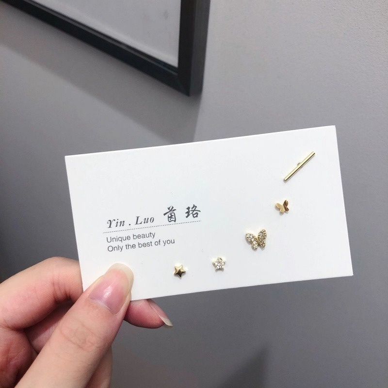 Set 5 khuyên tai bạc s925 We Flower họa tiết bướm đính đá zircon kiểu dáng thời trang