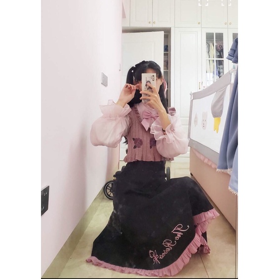 YAS0810-Set áo váy hoa hồng nhỏ