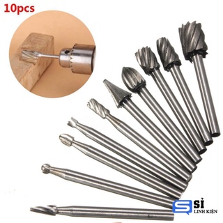 Bộ 10 đầu mũi mài khắc làm gỗ lũa cán 3mm