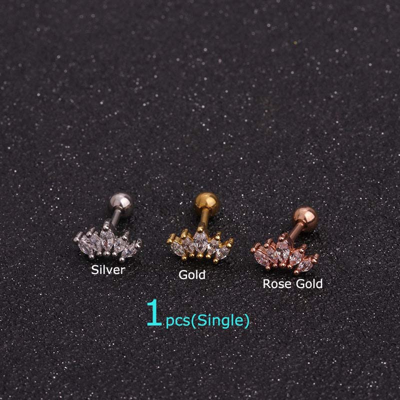 Khuyên Tai Hình Vương Miện Dài 6mm