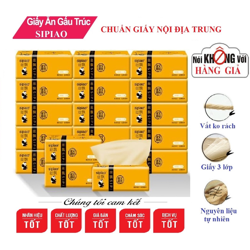 Thùng 30 Gói Giấy Ăn Gấu Trúc Sipiao Chuẩn Nội Địa Trung
