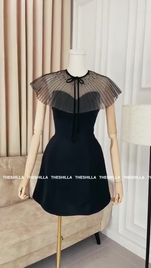 Váy thiết kế cao cấp màu đen phối lưới đính pha lê [Có video + Ảnh thật ] The Shilla - Lindadi-53C3 | BigBuy360 - bigbuy360.vn