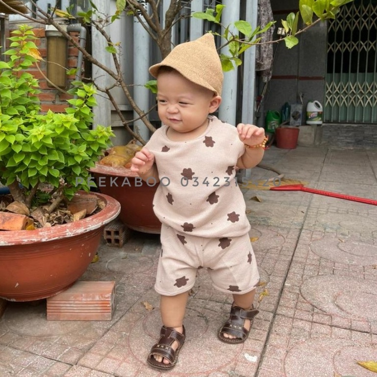 [2023] Đồ Bộ Sát Nách Cotton Tổ Ong Thoáng Mát Cho Bé Trai, Bé Gái