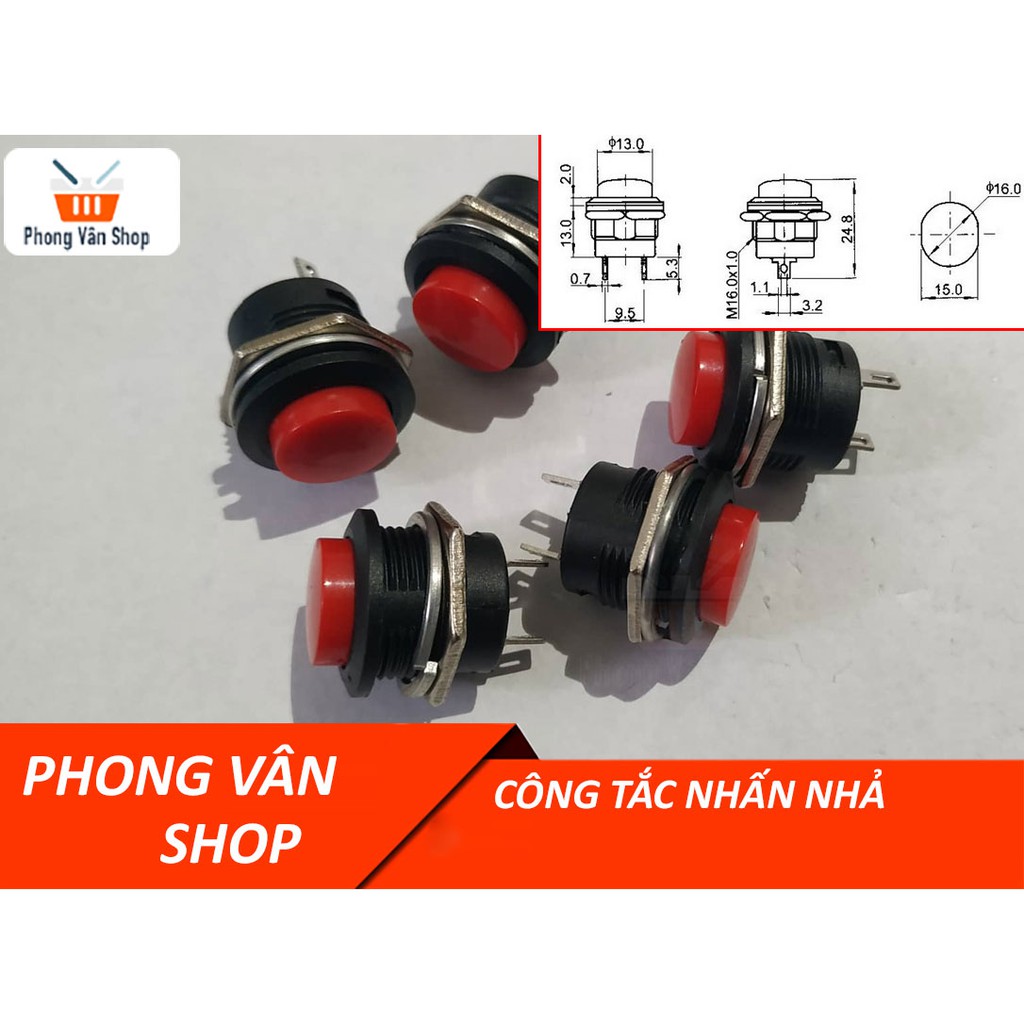 5 cặp Công tắc nhấn nhả - đỏ - xanh