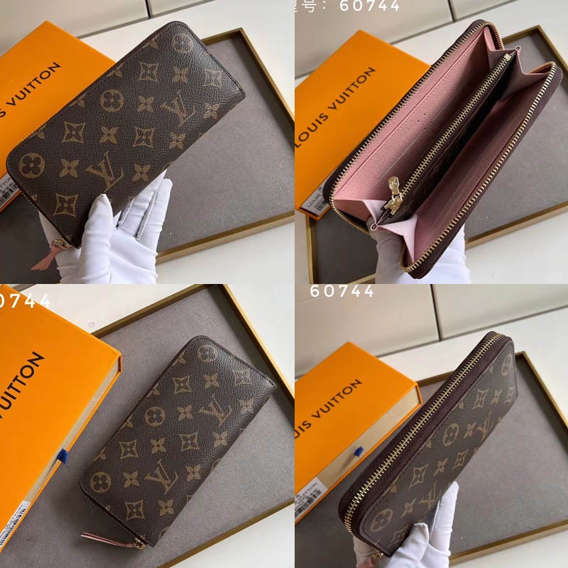 Sẵn sàng giao hàng 100% nguyên bản chính hãng Louis Vuitton LV nữ dây kéo mới Ví Clemence có hộp 60744