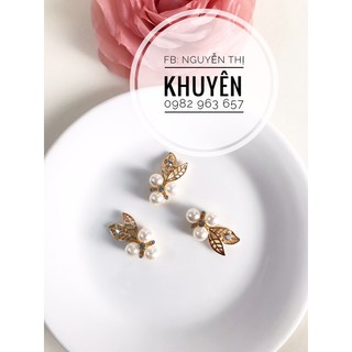 Phụ kiện mạ kim Ba hạt trai có lá