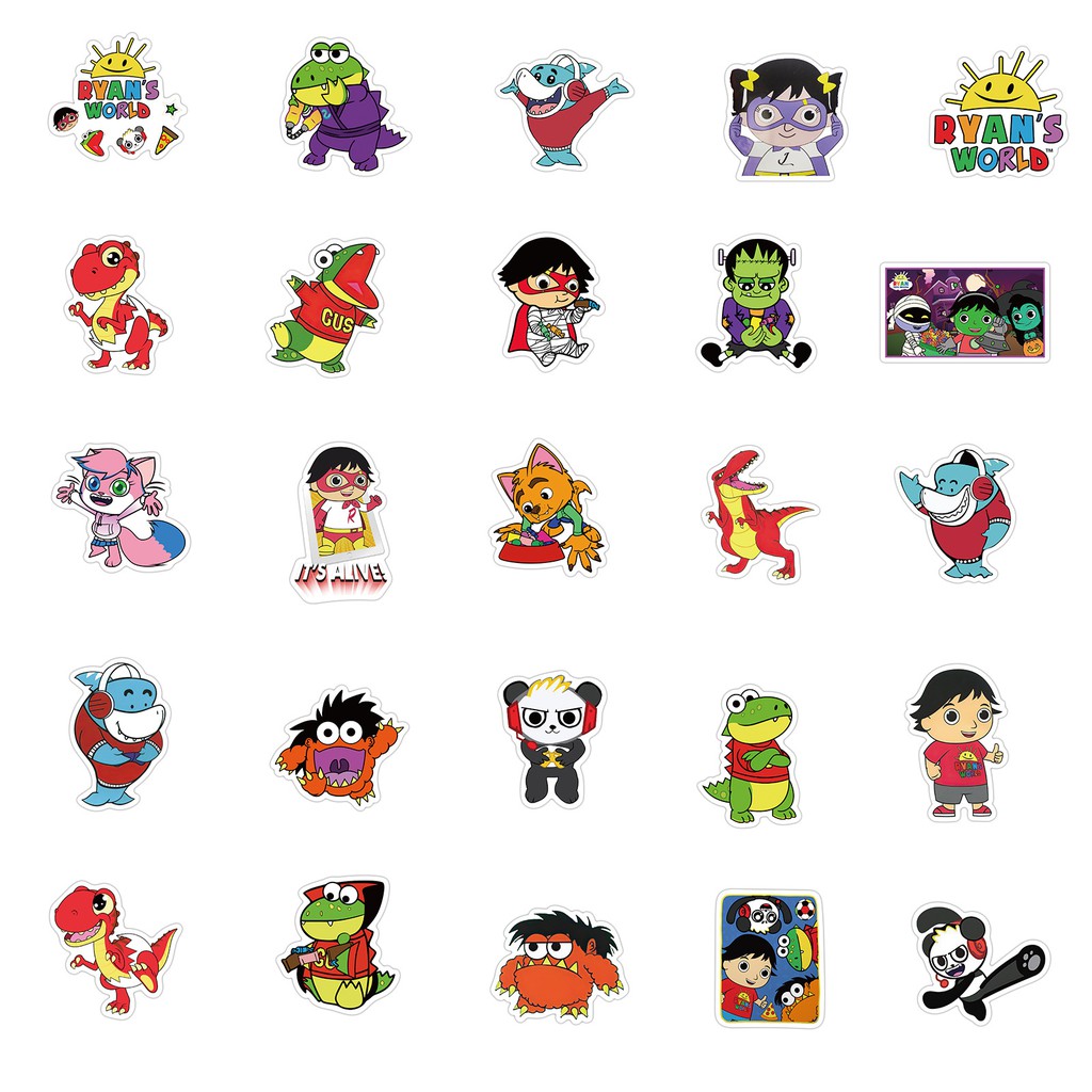 Set 50 miếng sticker hình Ryan's World dán trang trí chống thấm xinh xắn