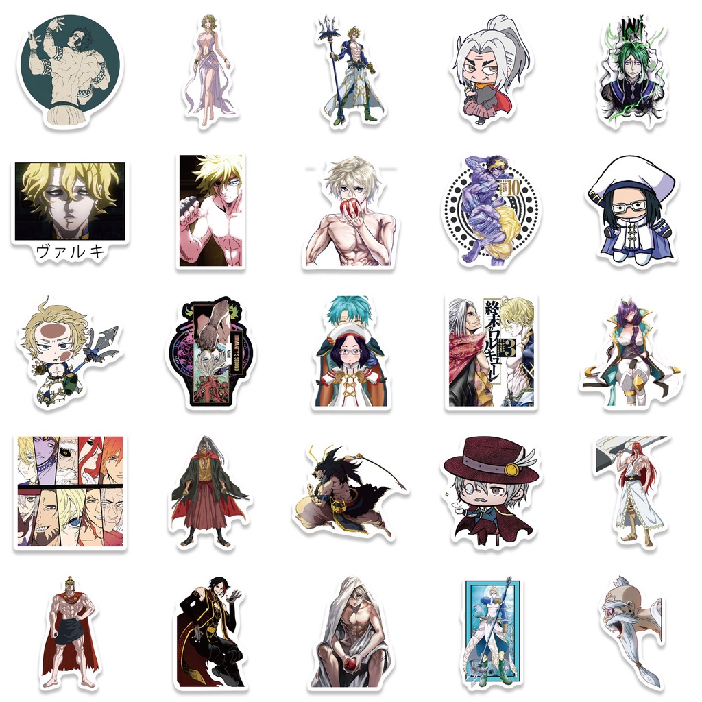 Y&P| Hình Dán Chống Nước Record of Ragnarok Nhật Bản Anime Mũ Bảo Hiểm Máy Tính Xách Tay Hành Lý Dán Thiết Lập, 50 tờ