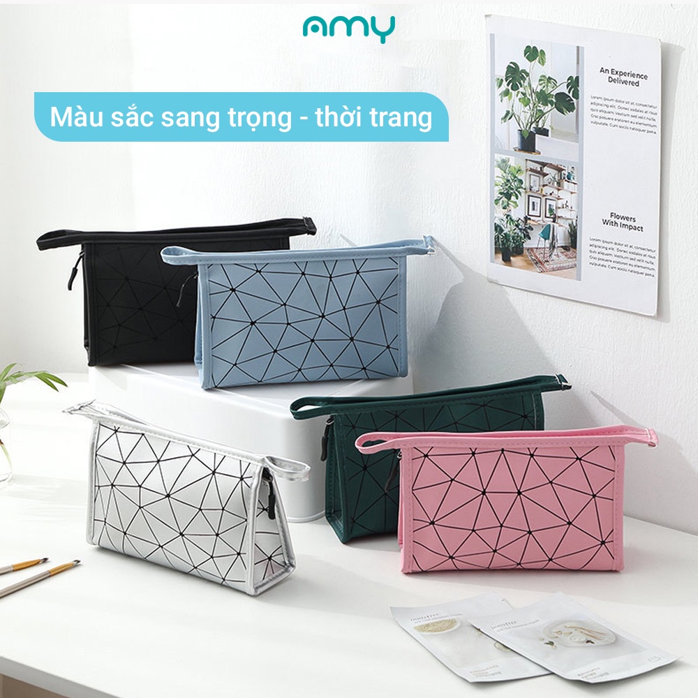 Túi đựng mỹ phẩm, để đồ trang điểm Amy Flowers chống thấm nước nhỏ gọn thời trang TMP-02