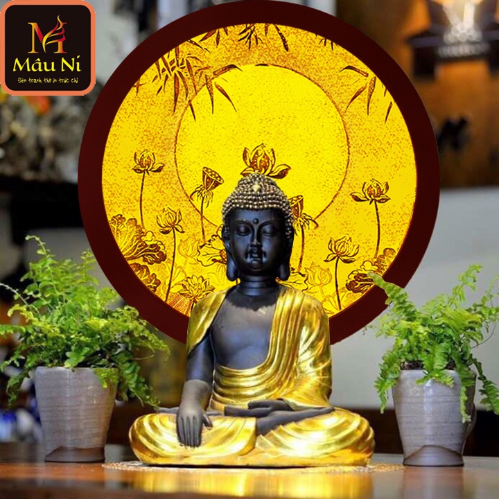 ĐÈN THỜ  MÂU NI tròn -  - đặt sau tượng thờ tuyệt đẹp