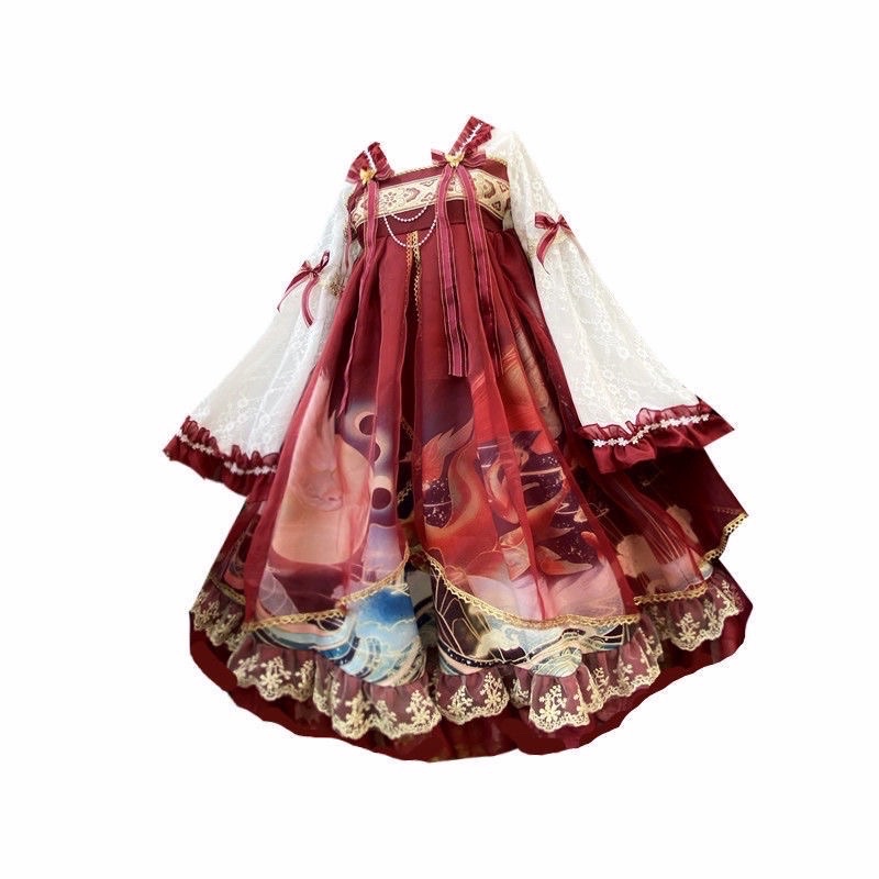 Đầm Lolita đỏ OP dài tay