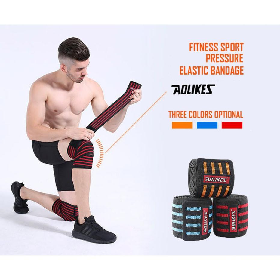 Dây cuốn trợ lực bảo vệ gối , khớp gối tập gym Aolikes AL7165 (1 đôi )