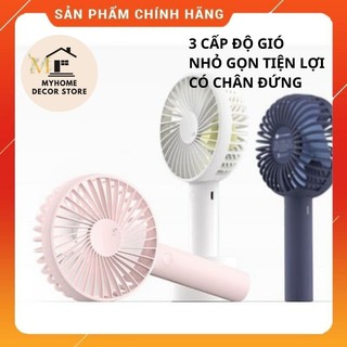 Quạt Tích Điện Mini Cầm Tay 3 Cấp Độ Gió Có Chân Đứng Để Bàn