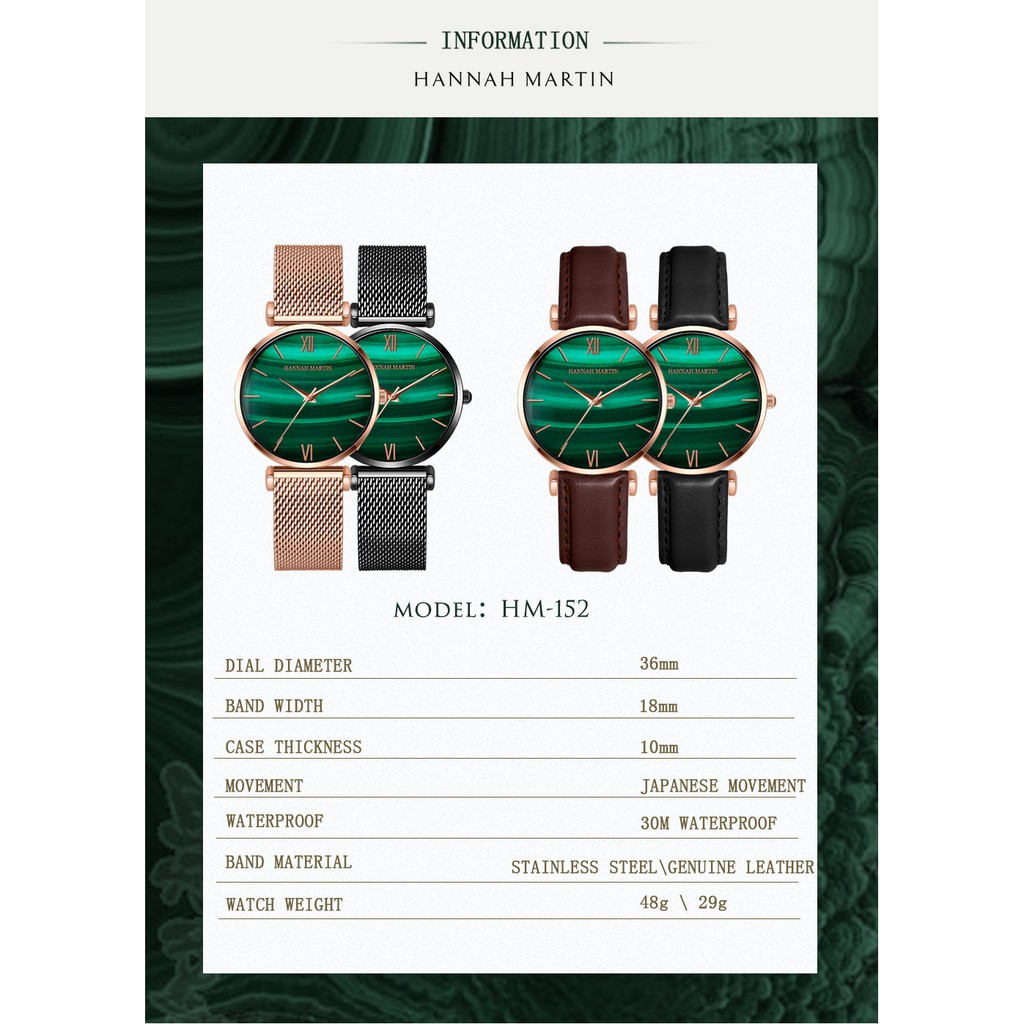 Đồng hồ nữ Hannah Martin chính hãng - Model HM-152WF - dây thép không gỉ - bảo hành 1 năm | BigBuy360 - bigbuy360.vn