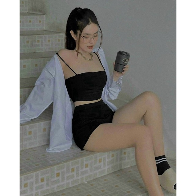 Quần legging đùi biker short cạp cao co dãn thoải mái Aimee closet