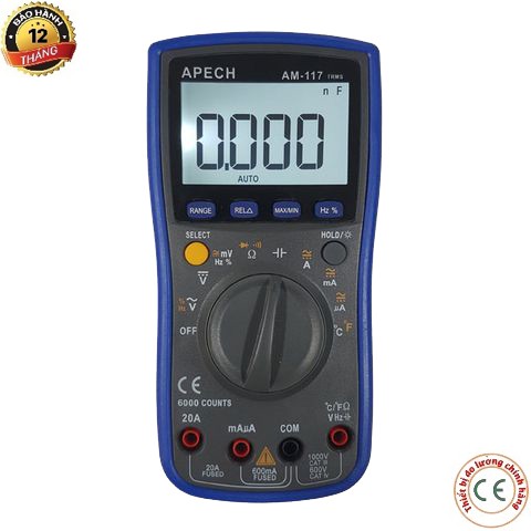 AM-117 Đồng hồ vạn năng điện tử APECH AM117 (TrueRMS) đo dòng điện, điện áp ac/dc, trở, tụ điện, tần số, AUTO