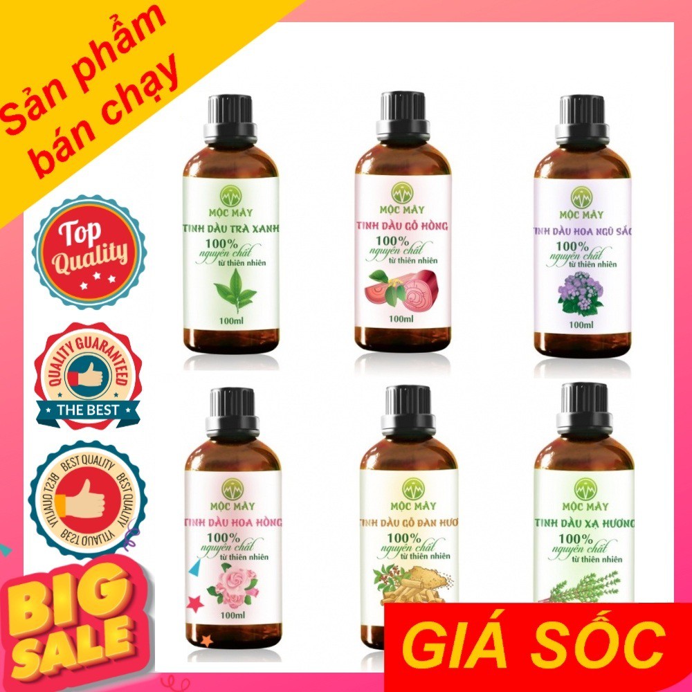 Tinh dầu thiên nhiên 100ml Bạc hà/ Sả Chanh/ Quế/ Oải hương/ Bưởi/ Cam/ hoa lài/ quýt/ tràm trà/ tràm huế/ gừng/ cà phê