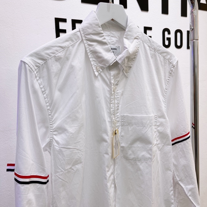 ⚡️[Mirror Quality] - Áo Sơ Mi THOM BROWN CLASSIC ICONIC STRAPS White Cao Cấp, Áo sơ mi TB chất cotton