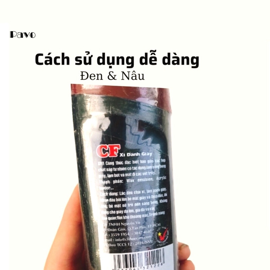 Xi Đánh Bóng XIVI Chính Hãng CF Dạng Nước 75 ml Hai Màu Đen,Nâu(Đánh Giày Da,Túi,Ví,Áo Da, Dây Lưng)