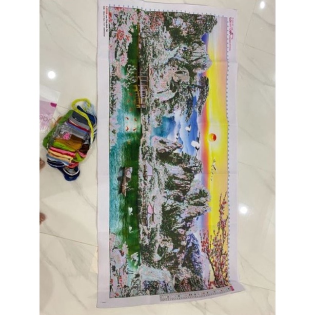 Tranh thêu chữ thập  Phong cảnh Sơn Thuỷ Hữu Tình 3D LV3323 ; LV3324 ; LV3325