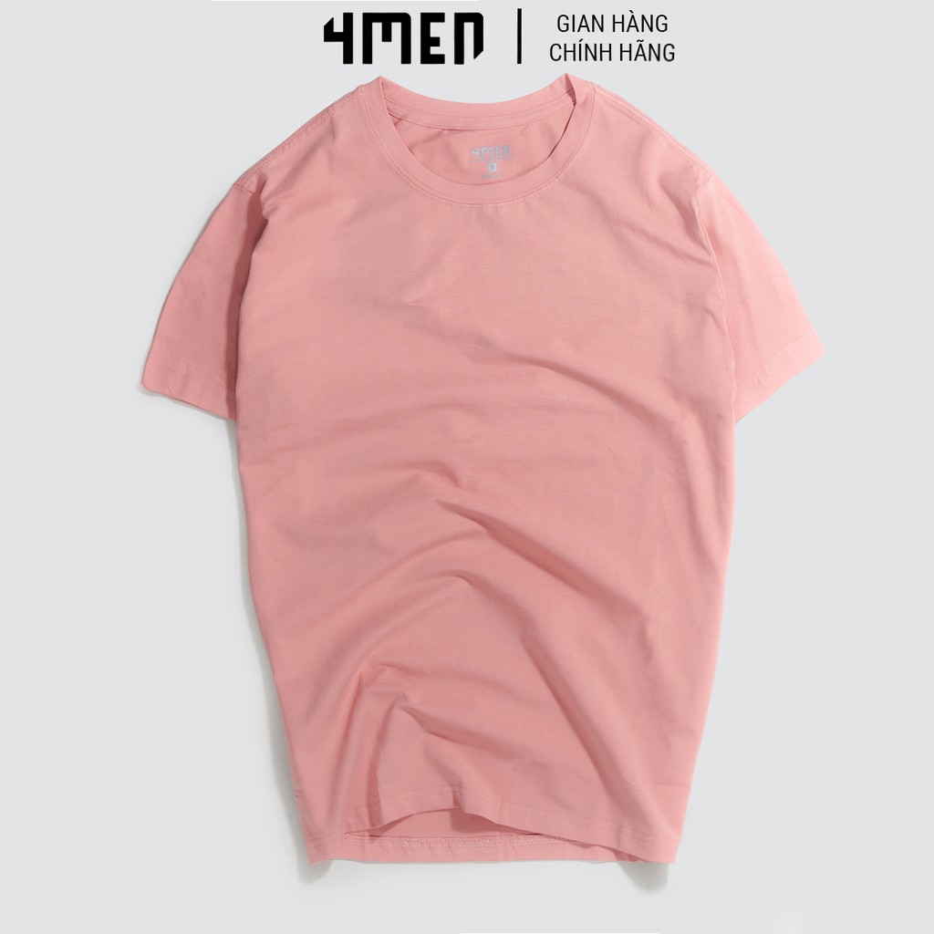 Áo thun nam trơn 4MEN AT051 cổ tròn, ngắn tay, form suông, vải cotton đẹp dày dặn, mềm mịn, co giãn, thoáng mát | BigBuy360 - bigbuy360.vn