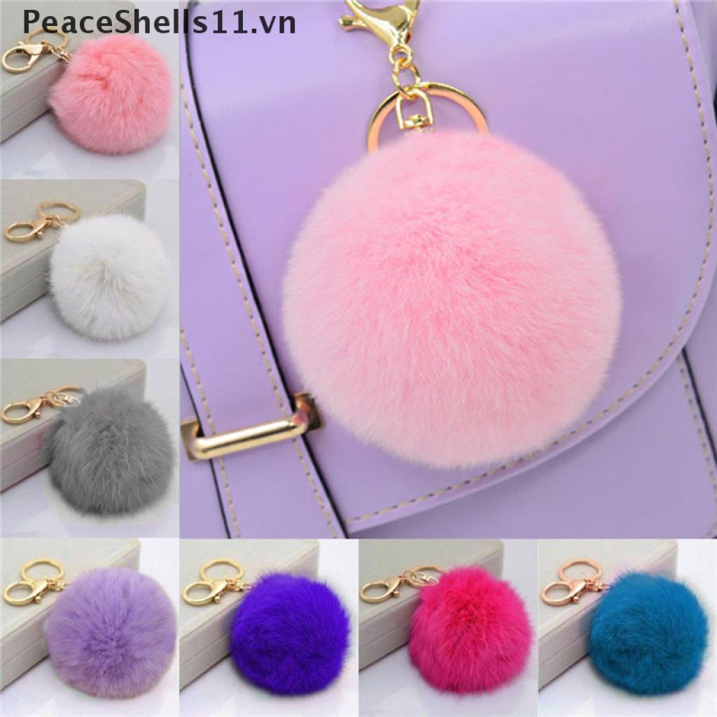 [PeaceShells11] Móc Khóa Điện Thoại Gắn Bóng Lông Thỏ Dễ Thương