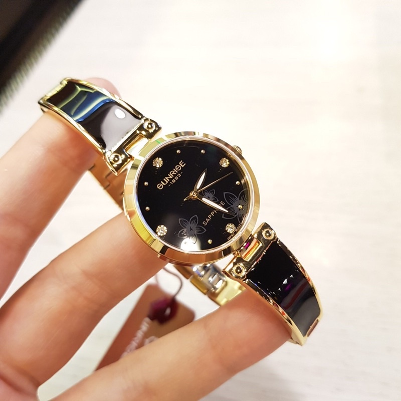 Đồng hồ nữ SUNRISE 9991SB, Vành Đá sang trọng,full hộp thẻ chính hãng, Kính Sapphire