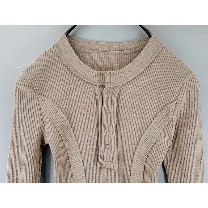 Áo Thun Cotton Tay Dài Dáng Ngắn Hở Cổ Quyến Rũ Cho Nữ