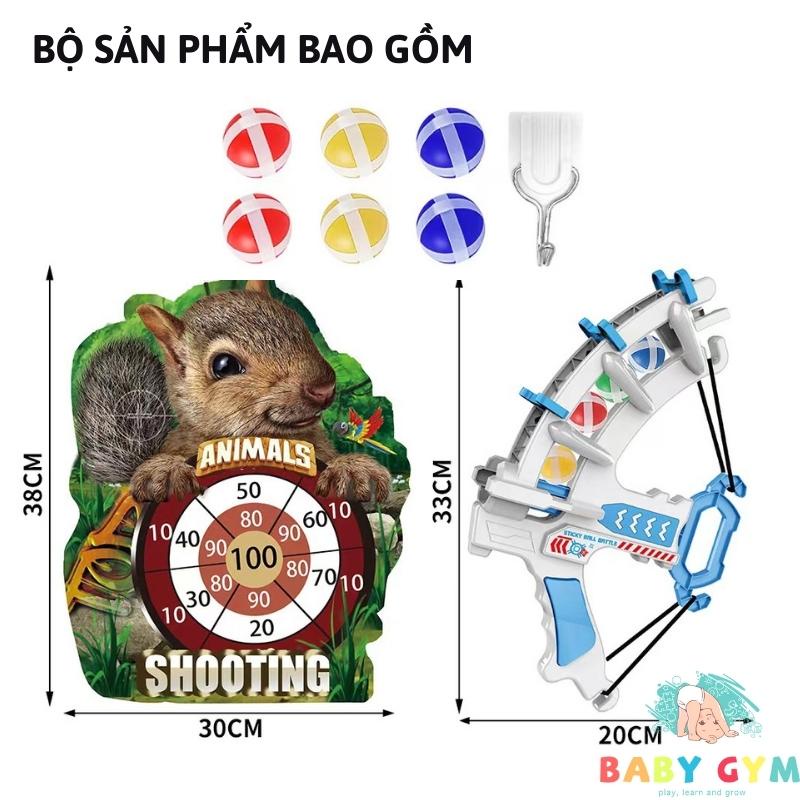 Cung bắn bóng dính mục tiêu cho bé kèm 6 bóng và móc treo BABYGYM đồ chơi vận động an toàn