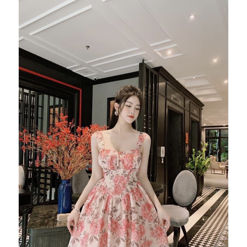 Váy xòe hoa 2 dây voan lụa nhẹ mát tôn vai đẹp eo thon DK168 | BigBuy360 - bigbuy360.vn