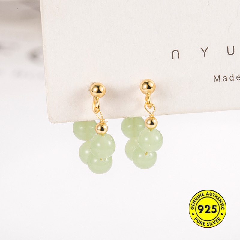 Bông Tai Ngọc Bích Hình Chữ U Phong Cách Vintage