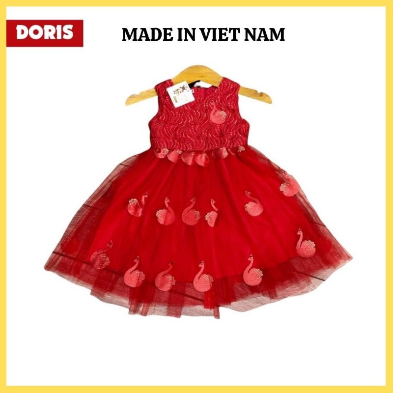 Váy công chúa bé gái DORIS xinh xắn còn size 7 đến 8 tuổi đầm cho bé dự tiệc lễ tết sinh nhật giáng sinh đám cưới màu đỏ