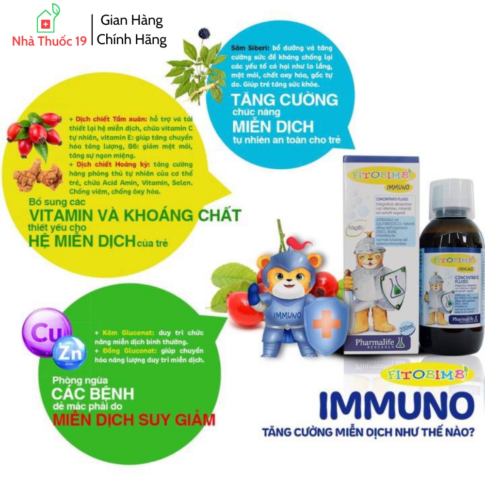 Fitobimbi Immuno Siro từ Châu Âu giúp tăng sức đề kháng cho bé, tăng cường hệ miễn dịch hồi phục nhanh bé ít ốm vặt