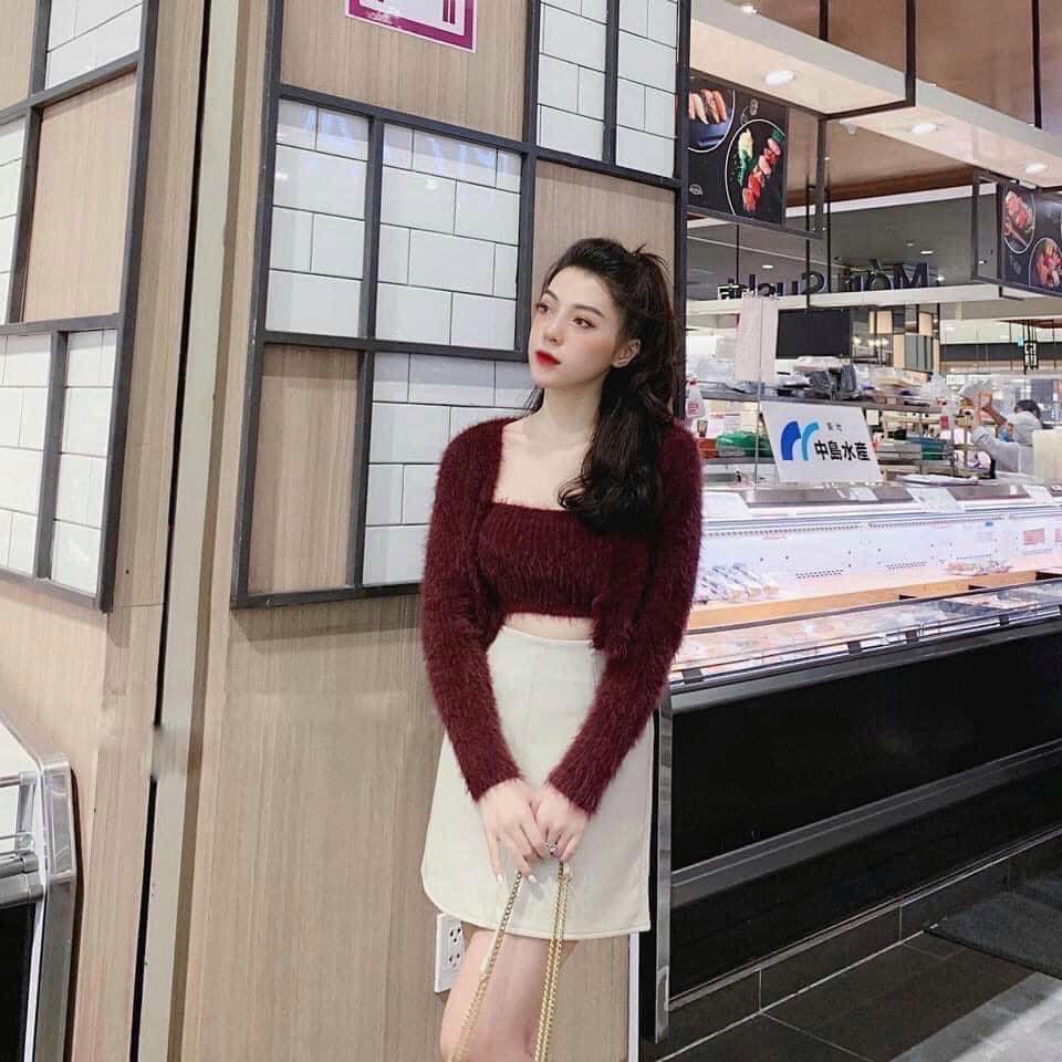 Set Áo Khoác Len Cadigan Kèm Áo Hai Dây Phong Cách Hàn Quốc Chamia | BigBuy360 - bigbuy360.vn