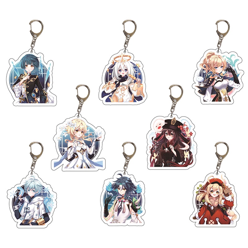 Móc Khóa Nhựa Acrylic Hình Nhân Vật Wendy Hutao Keqing Trong Game Genshin Impact