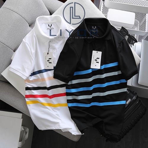 Áo thun polo áo phông nam có cổ thiết kế sọc in phối vải thun cá sấu cao cấp nhiều màu Liyorstore - ACB4062