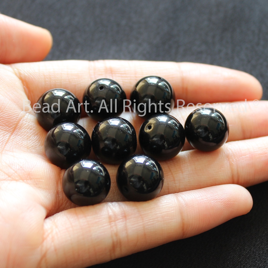 [1 Hạt] Đá Onyx Đen Nhiều Size 8MM/10MM/12MM, Thuỷ, Mộc, Phối Vòng Tay Phong Thuỷ, Chuỗi Hạt S50 - Bead Art