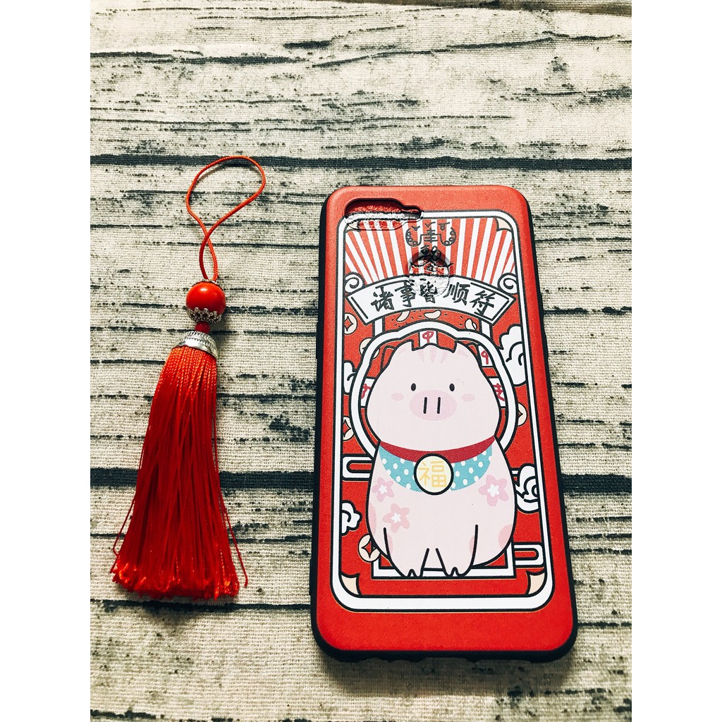 [Freeship toàn quốc từ 50k] ỐP LƯNG TẾT OPPO F9 ỐP DẺO HÌNH CHÚ HEO KÈM LỤC LẠC