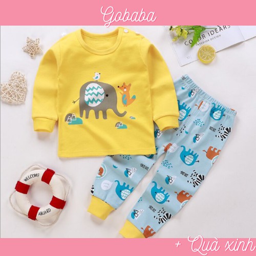 [Nhiều màu] Bộ thu đông Quảng Châu túi zip vải cotton loại dầy cho bé trai bé gái Gobaba