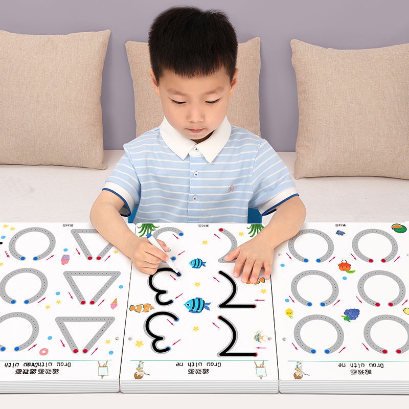 Bộ tập tô vẽ nét xoá được cho bé 64 trang kèm 6 bút viết cao cấp, giáo cụ Montessrori