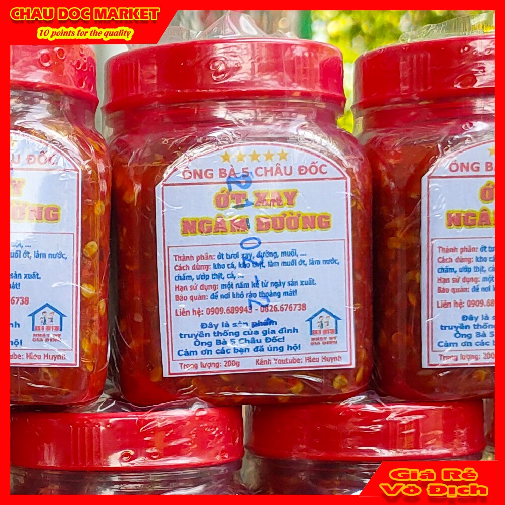 Ớt Ngâm Đường Siêu Cay Hủ 200gr Dùng Chế Biến Các Món Ăn Sản Phẩm Của Ông Bà 5 Châu Đốc.