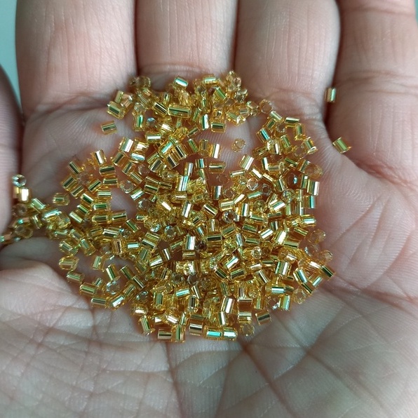 10/25/50gam cườm gẫy, cườm trúc 3mm màu vàng