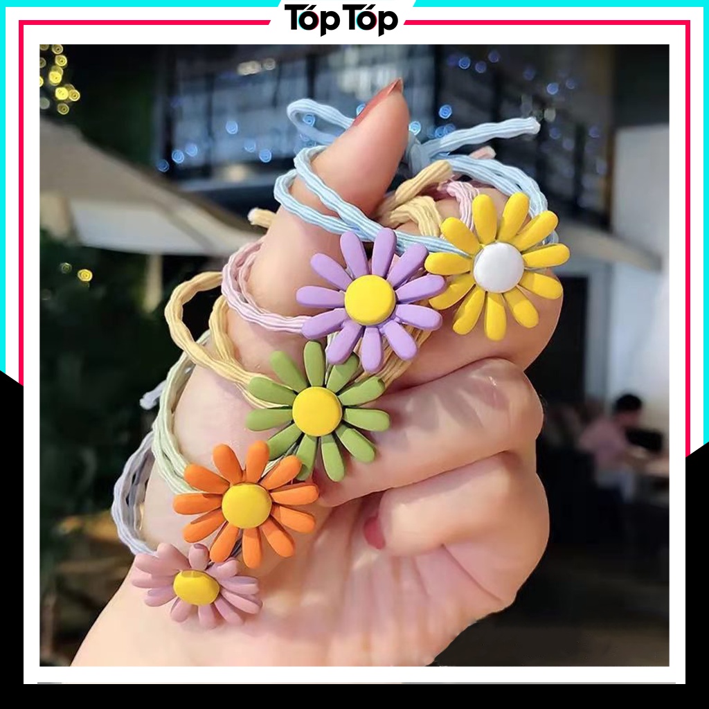 Dây buộc tóc hoa cúc nhí Hàn Quốc, dây chun đôi cực bền co giãn thoải mái đủ màu sắc